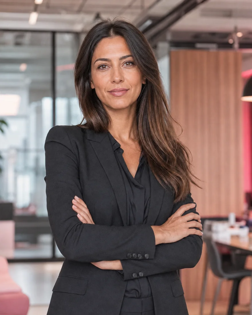 Professional facing the camera in an office.